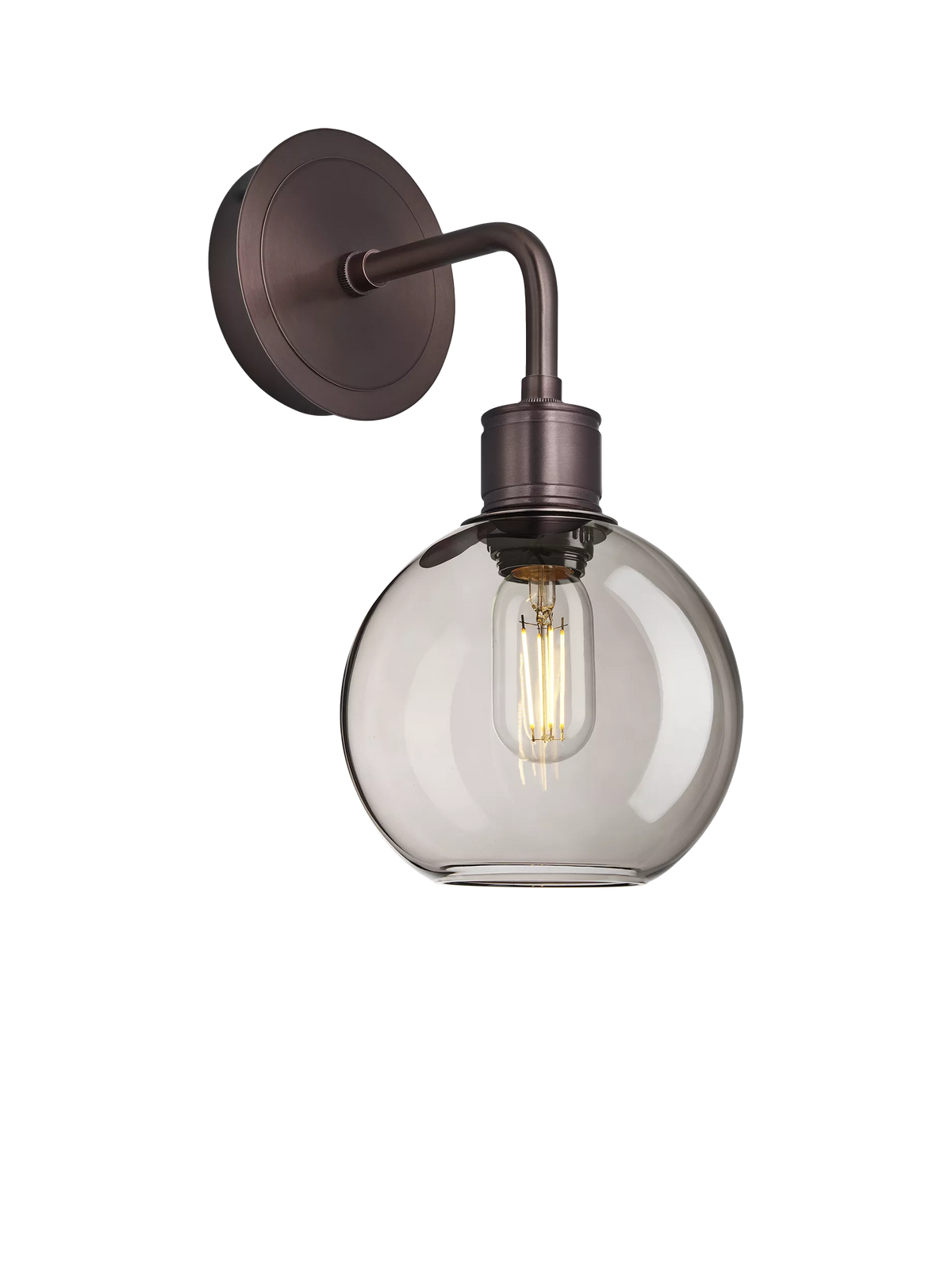 Industville Albany smoked glass globe wall light bronze (British brand)
