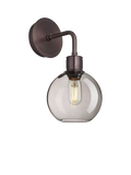 Industville Albany smoked glass globe wall light bronze (British brand)