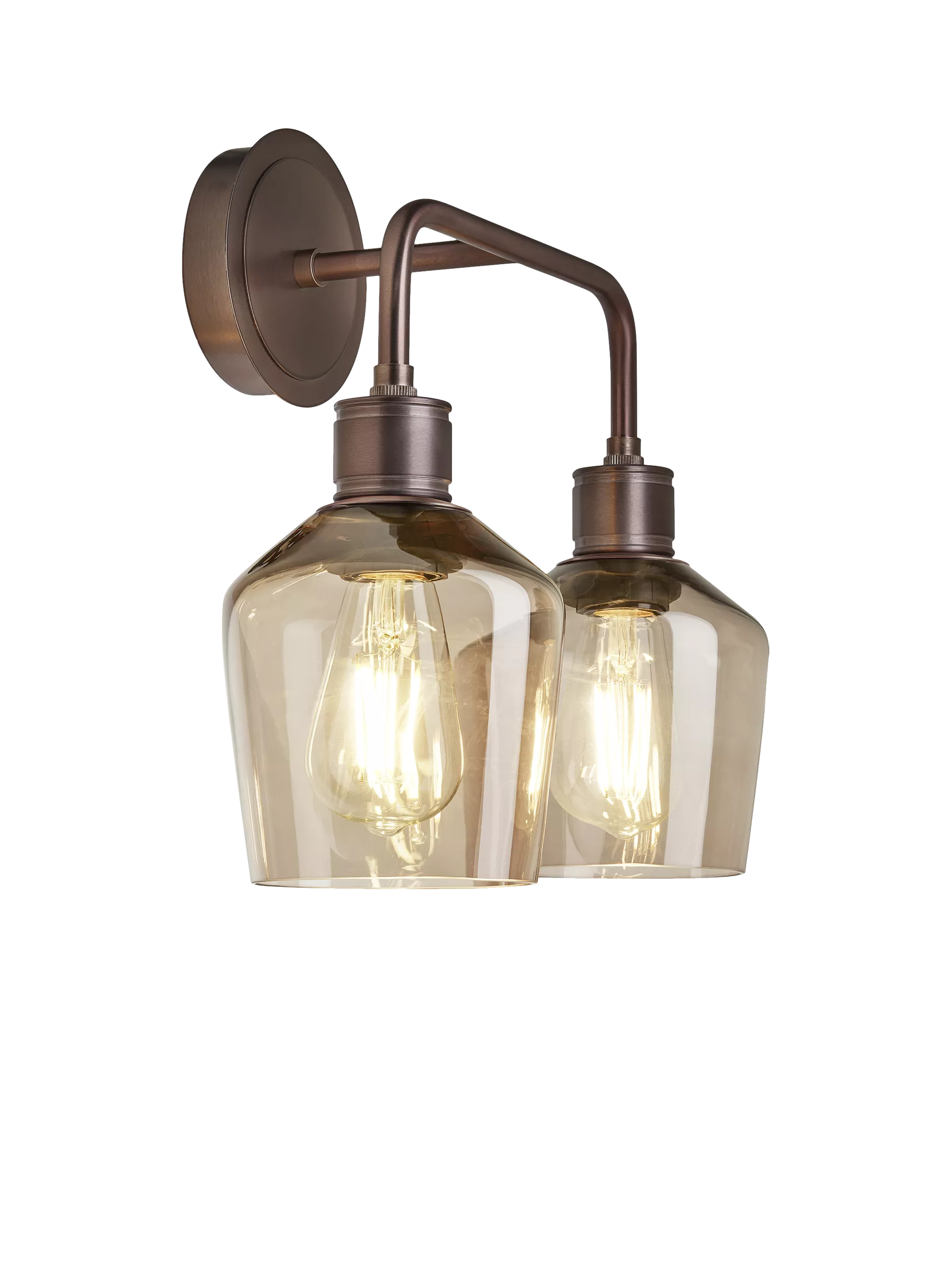 Industville double Albany smoked glass schoolhouse wall light bronze, UK version