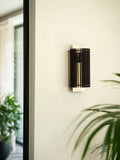 Industville Rift Wood Wall Light Dark Brown Brass - British product