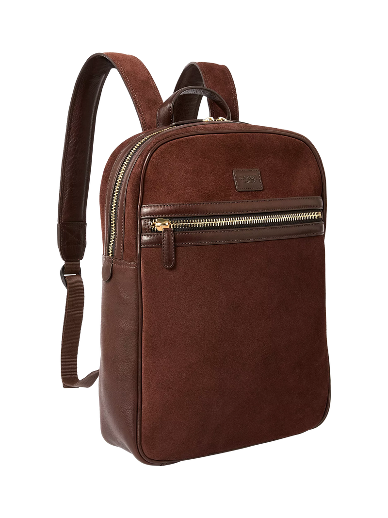OSPREY LONDON Mocha Suede Backpack Bitter Chocolate - British product