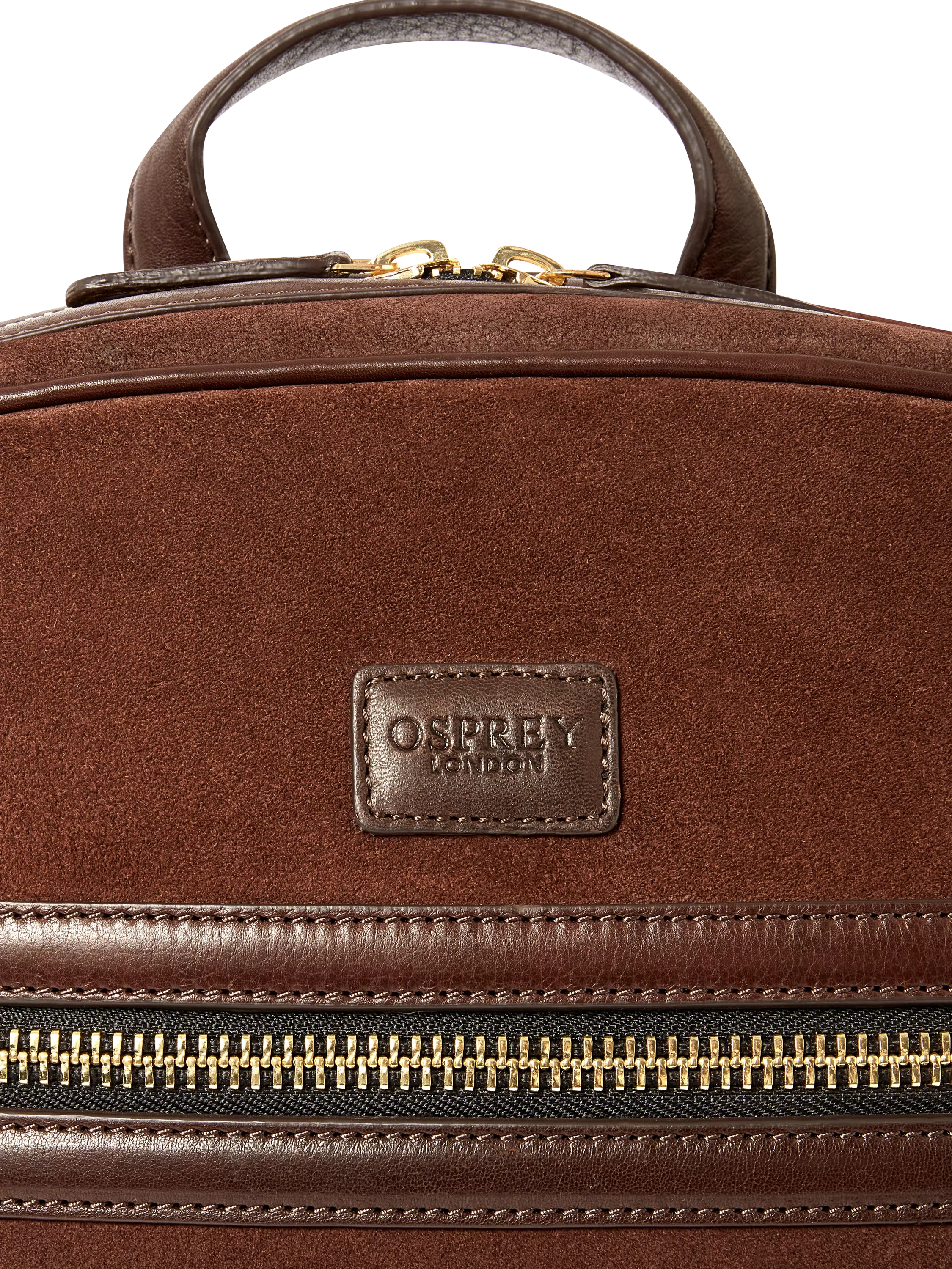 OSPREY LONDON Mocha Suede Backpack Bitter Chocolate - British product