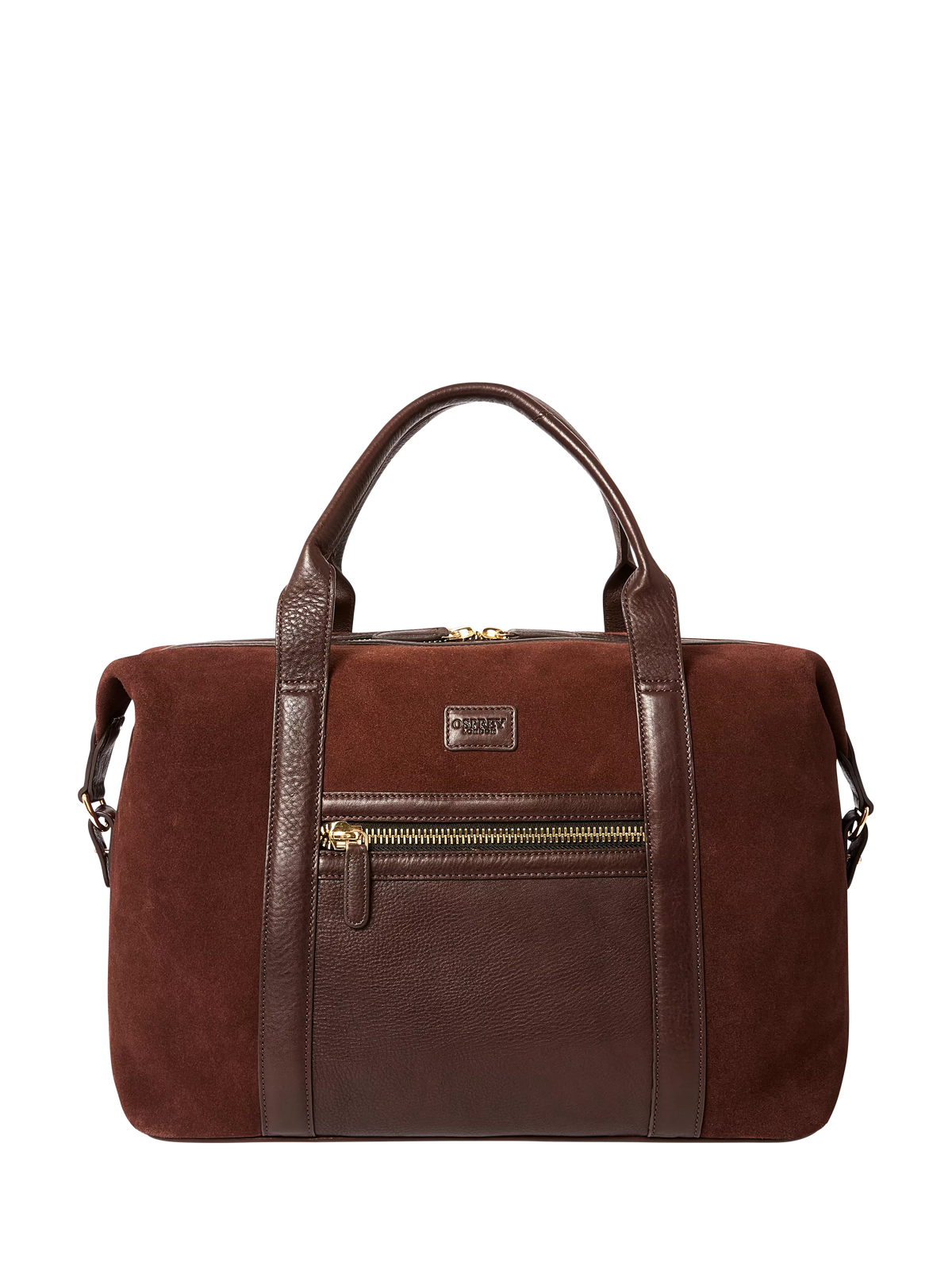 OSPREY LONDON Mocha suede holdall with leather trim, UK version