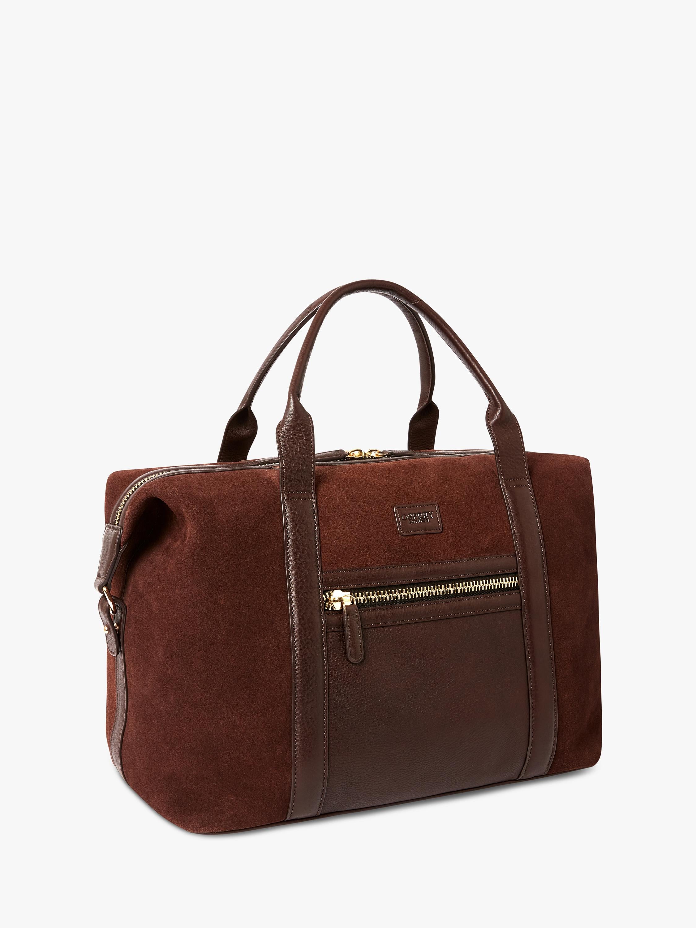 OSPREY LONDON Mocha suede holdall with leather trim, UK version
