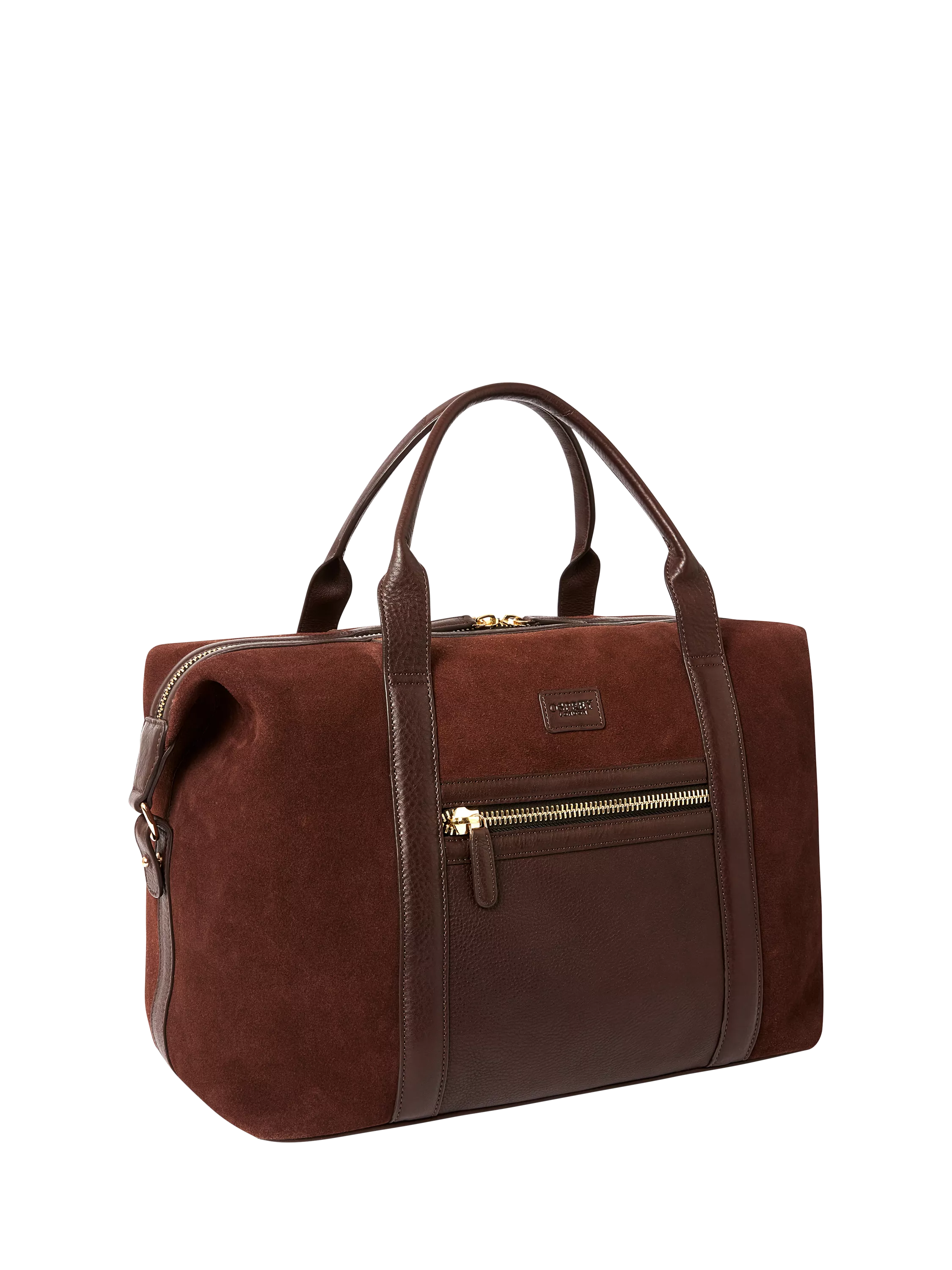 OSPREY LONDON Mocha suede holdall with leather trim, UK version