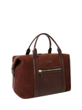 OSPREY LONDON Mocha suede holdall with leather trim, UK version