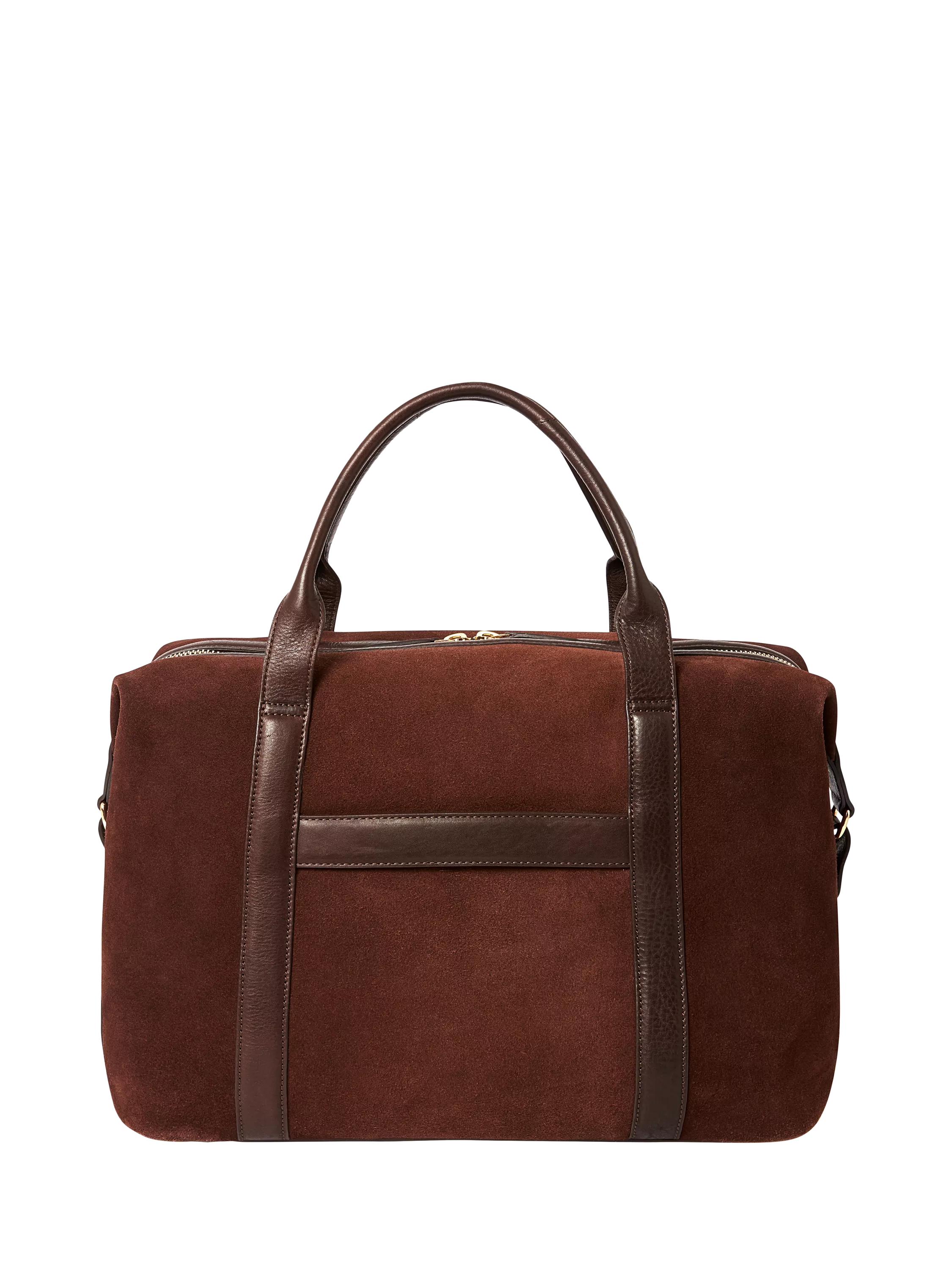 OSPREY LONDON Mocha suede holdall with leather trim, UK version