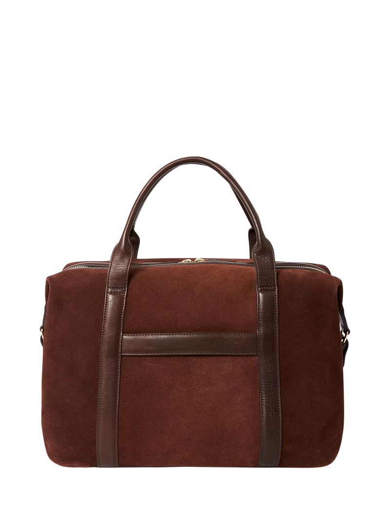 OSPREY LONDON Mocha suede holdall with leather trim, UK version