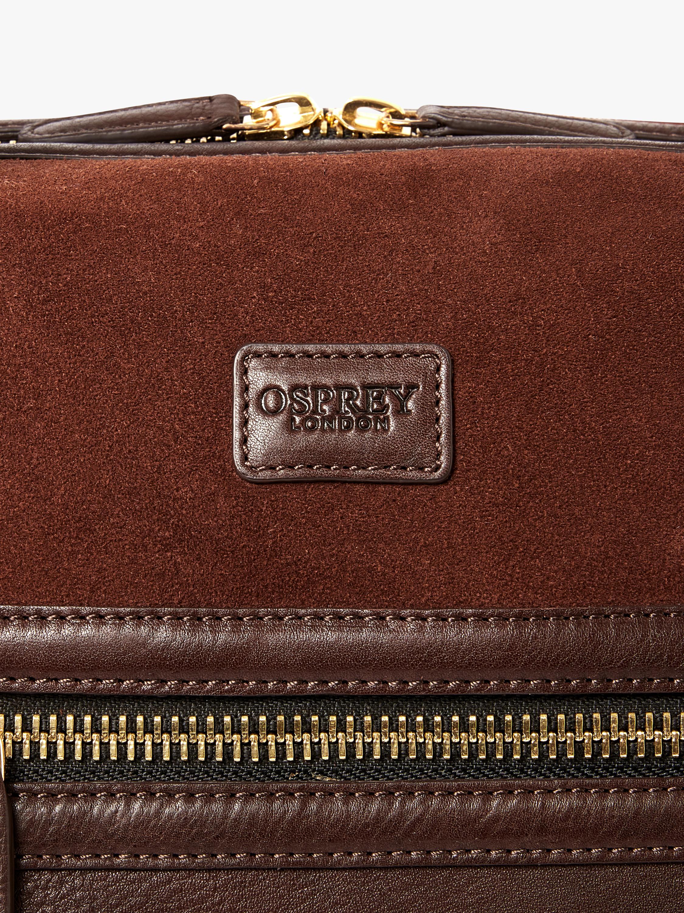 OSPREY LONDON Mocha suede holdall with leather trim, UK version