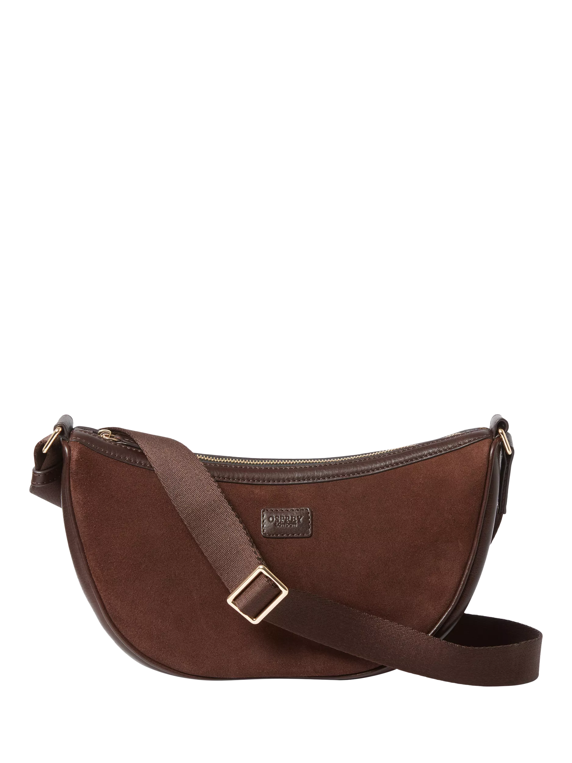 Osprey London Mocha suede sling bag Bitter Chocolate - British product