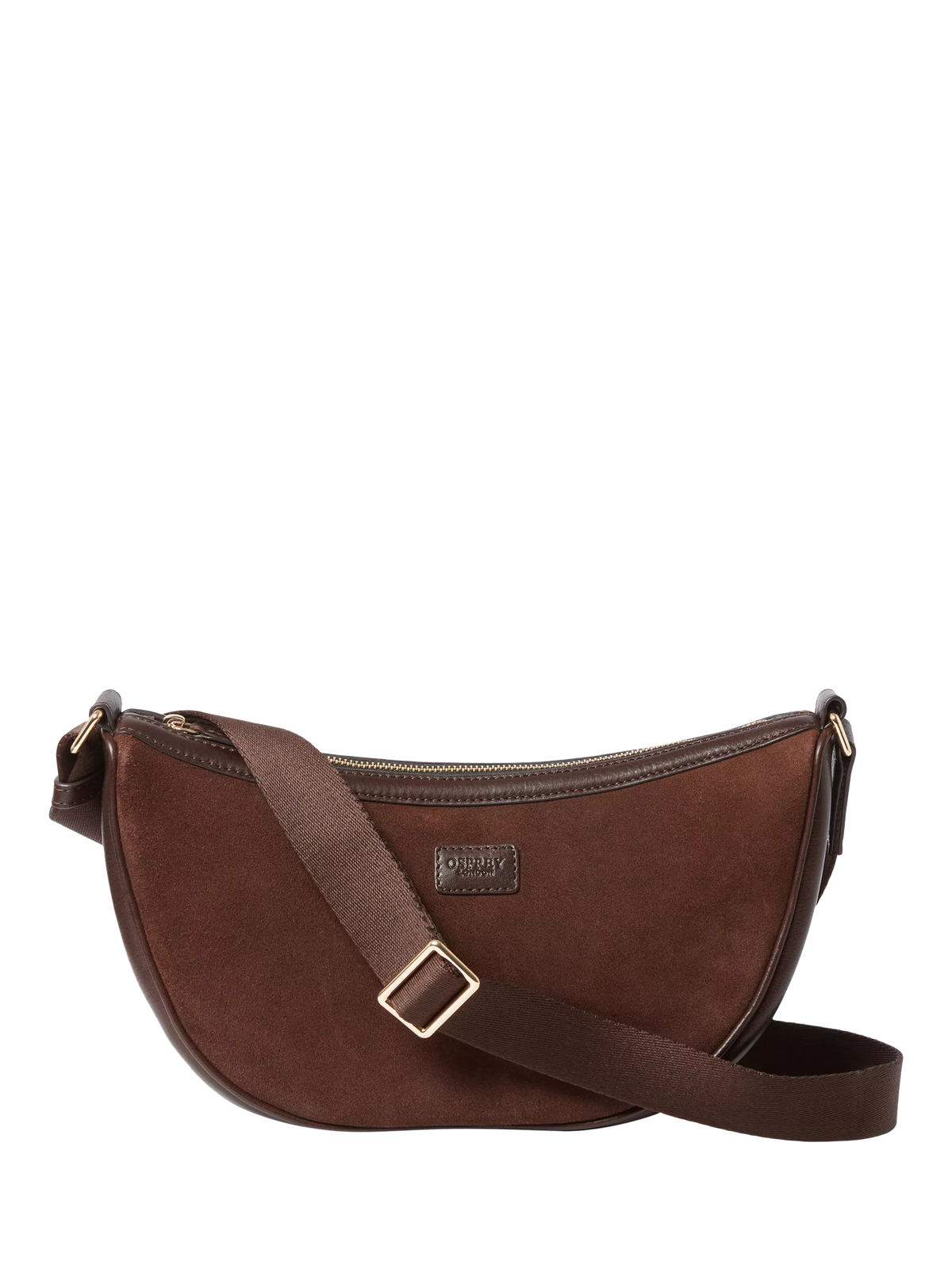 Osprey London Mocha suede sling bag Bitter Chocolate - British product