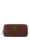 Osprey London Mocha Suede Wash Bag bitter chocolate, imported from the UK