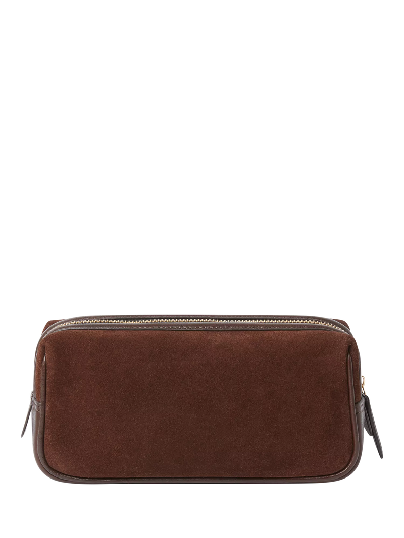 Osprey London Mocha Suede Wash Bag bitter chocolate, imported from the UK