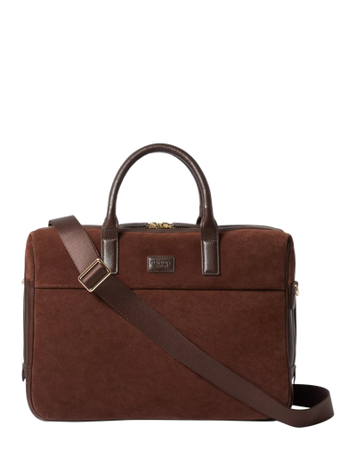 John Lewis OSPREY LONDON Mocha Suede Laptop Bag Bitter Chocolate- Buy online at McGrocer