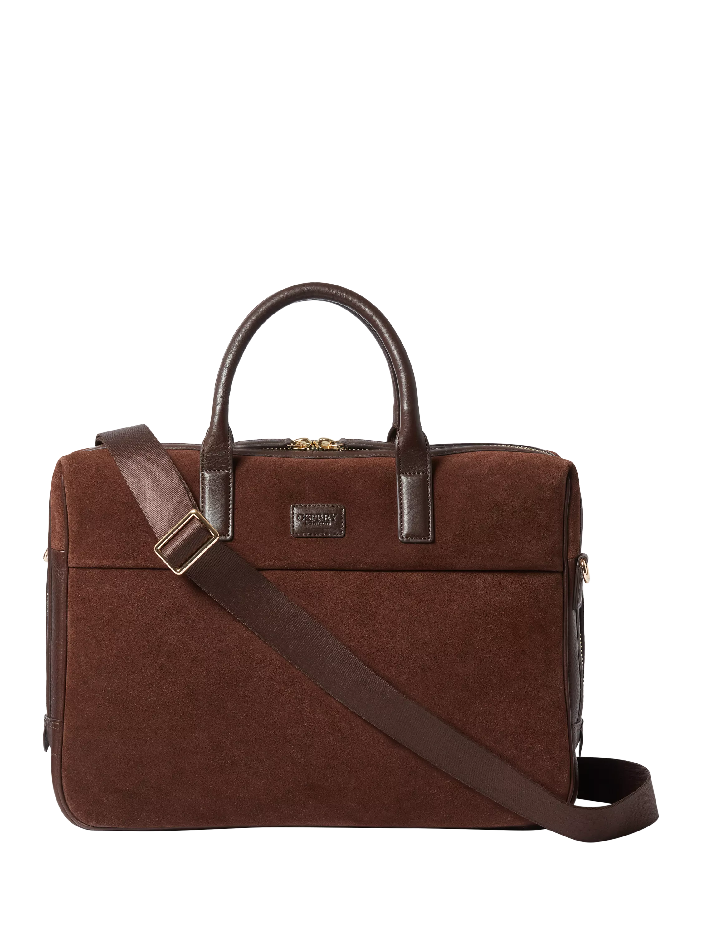 OSPREY LONDON Mocha Suede Laptop Bag, Bitter Chocolate