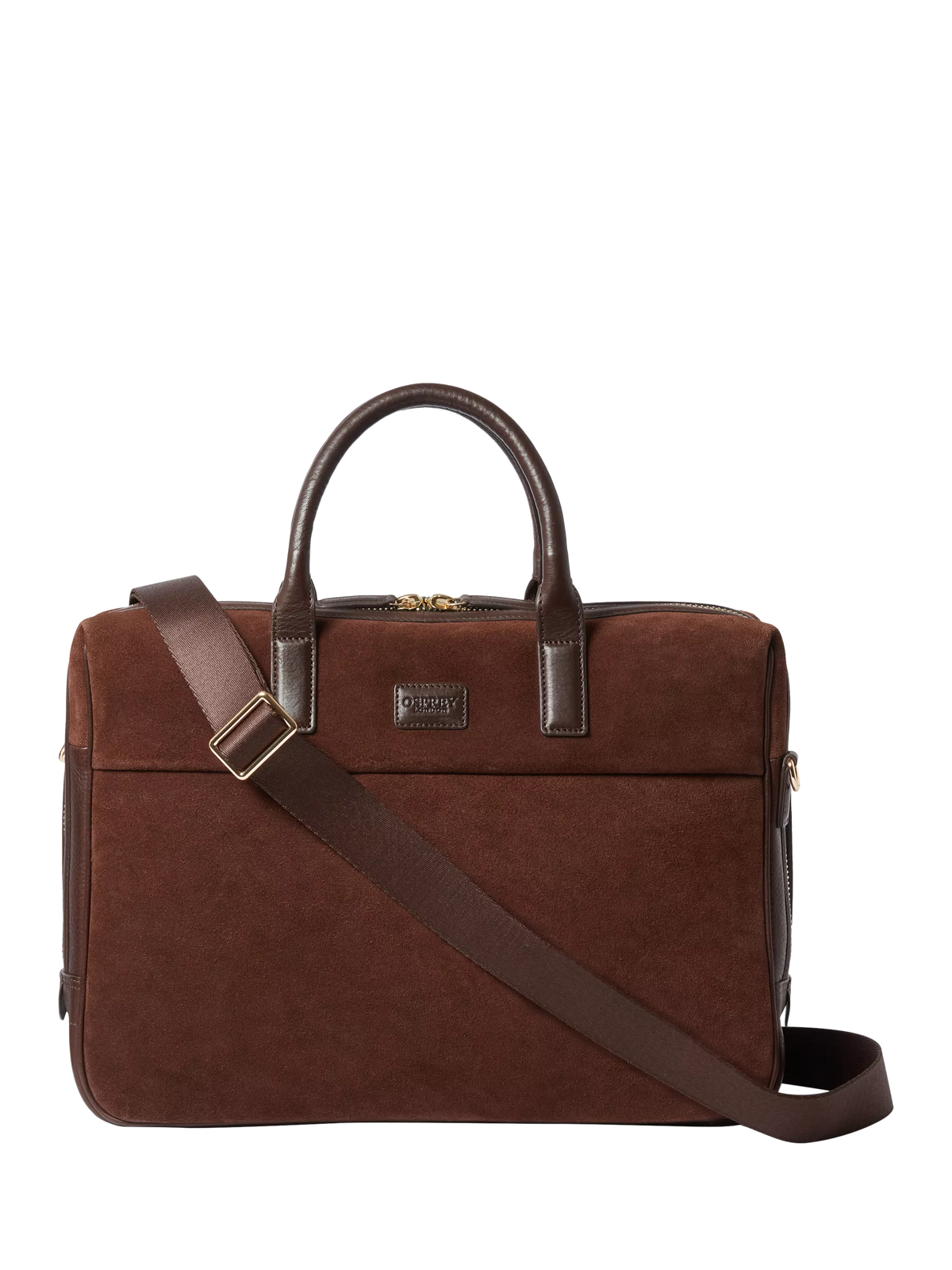 OSPREY LONDON Mocha Suede Laptop Bag, Bitter Chocolate