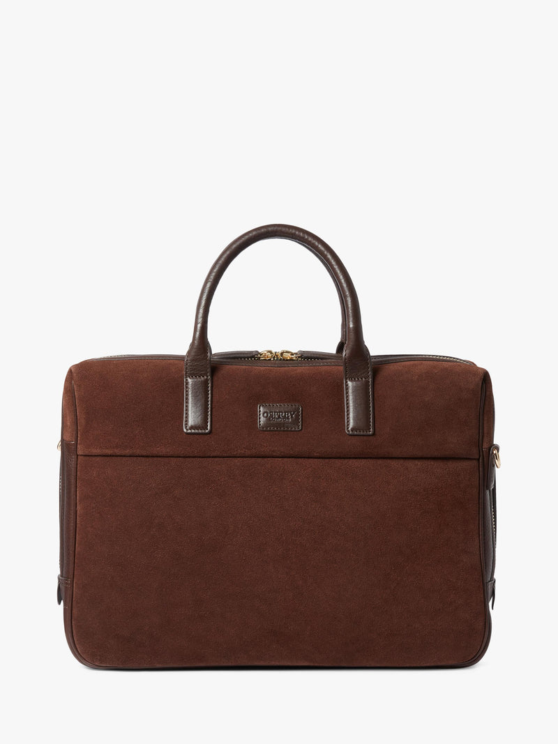 Osprey London suede laptop bag bitter chocolate - British product