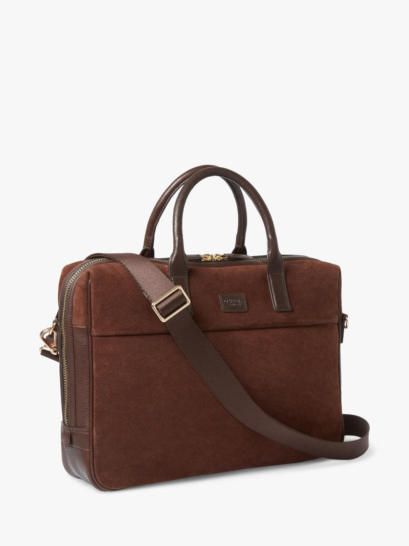 Osprey London suede laptop bag bitter chocolate - British product