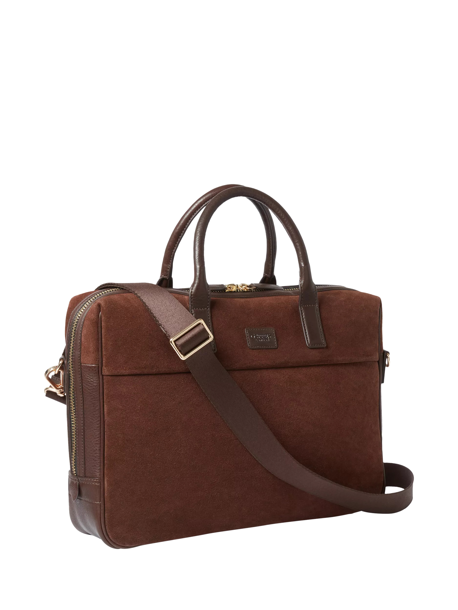Osprey London suede laptop bag bitter chocolate - British product
