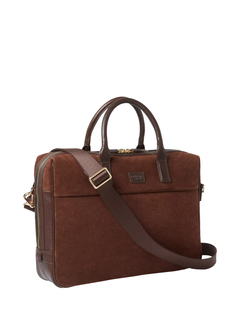 Osprey London suede laptop bag bitter chocolate - British product