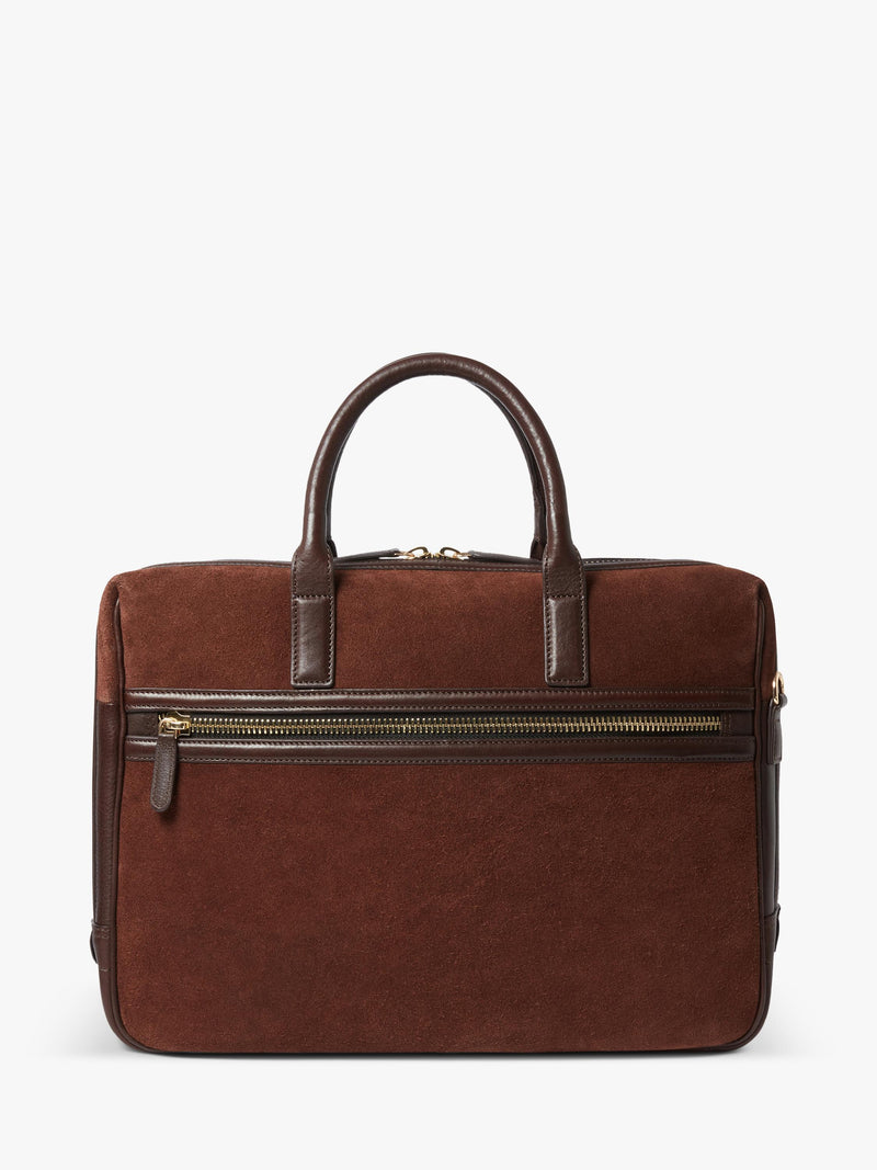 Osprey London suede laptop bag bitter chocolate - British product