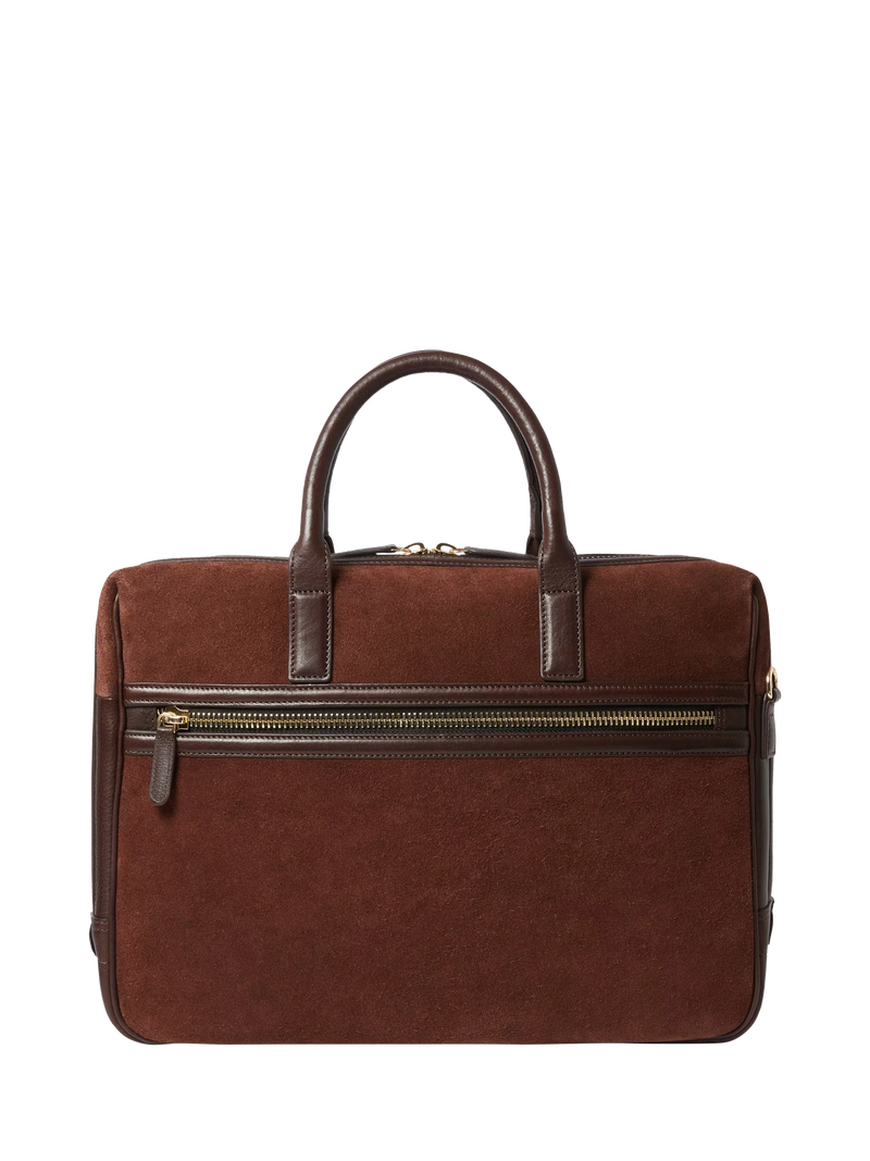 Osprey London suede laptop bag bitter chocolate - British product
