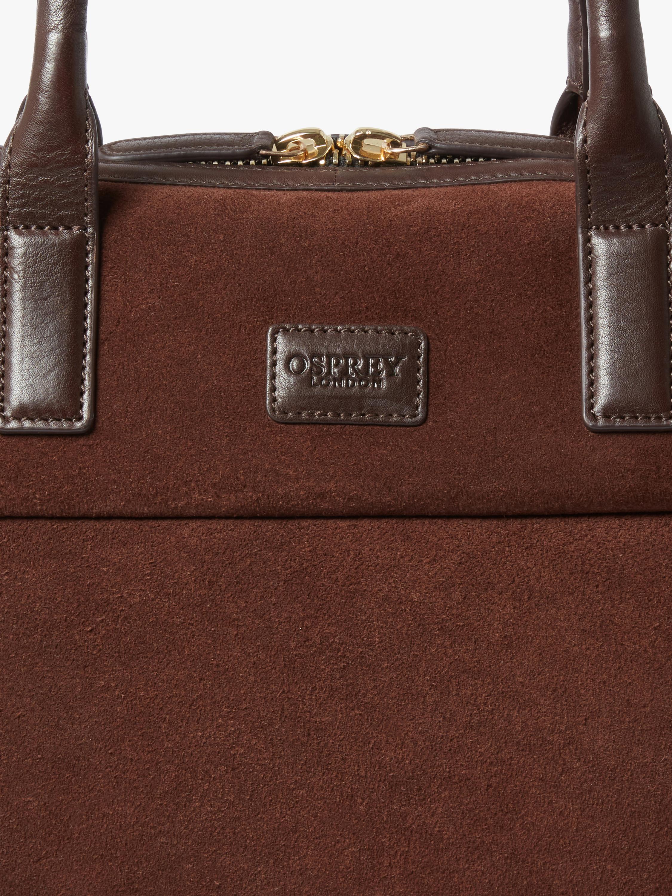 Osprey London suede laptop bag bitter chocolate - British product