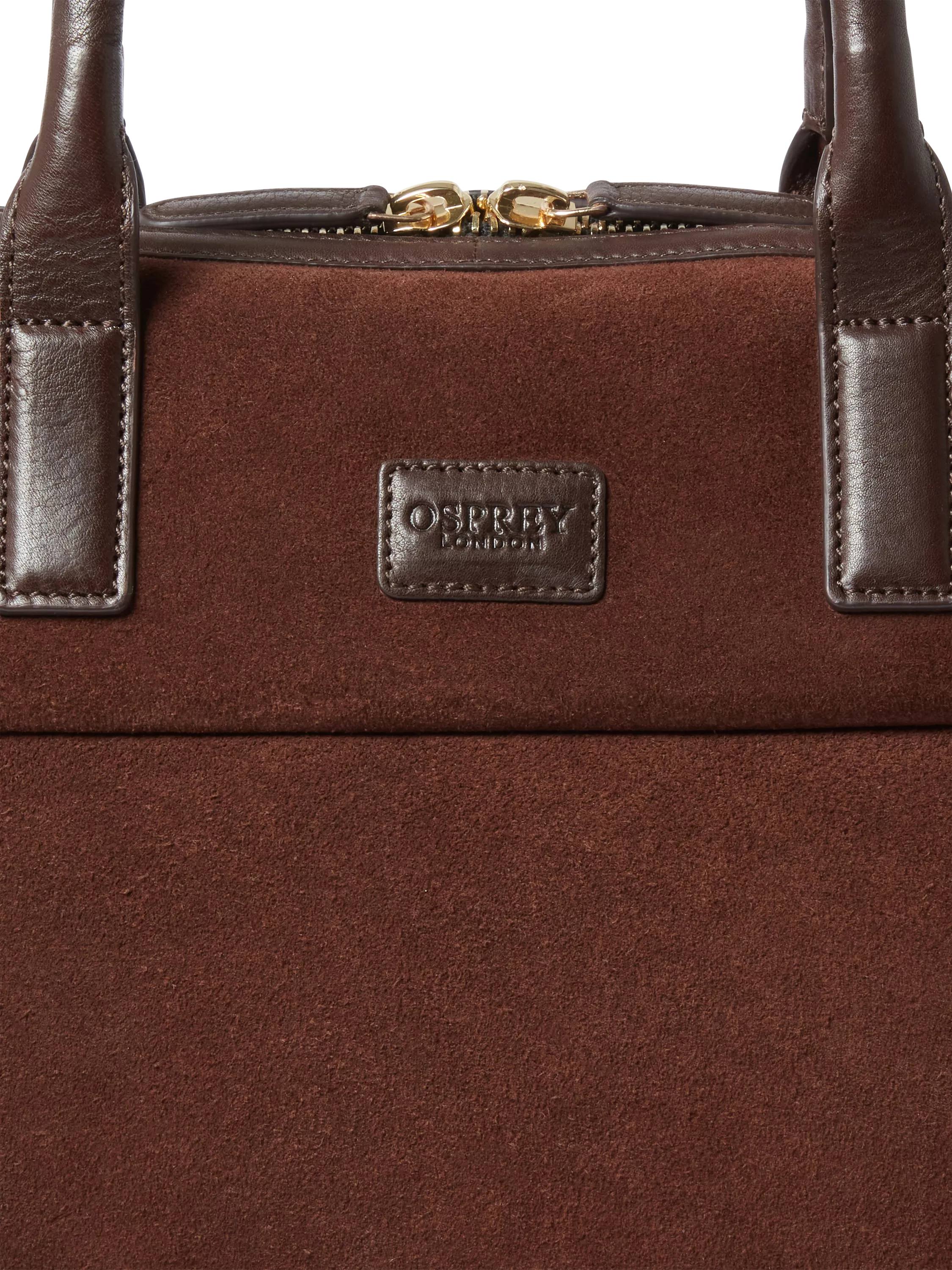 Osprey London suede laptop bag bitter chocolate - British product