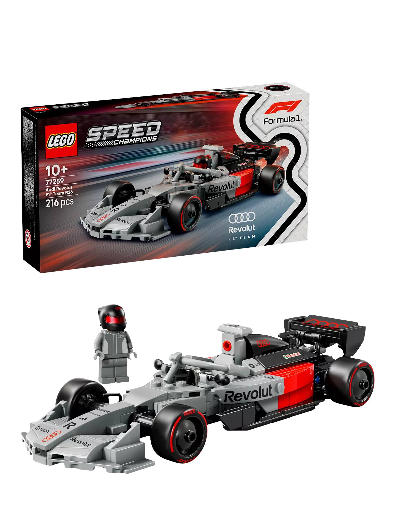 LEGO Speed Champions Audi Revolut F1 race car 216-piece kit, imported from the UK