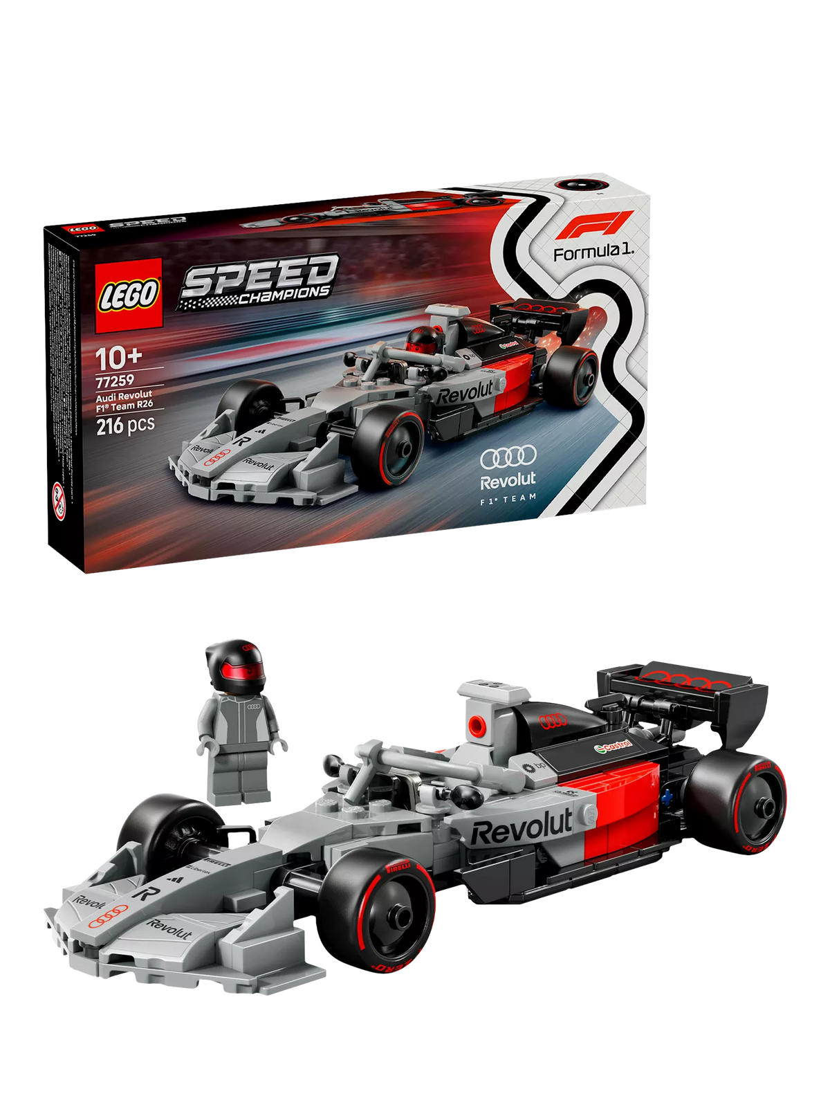 LEGO Speed Champions Audi Revolut F1 race car 216-piece kit, imported from the UK
