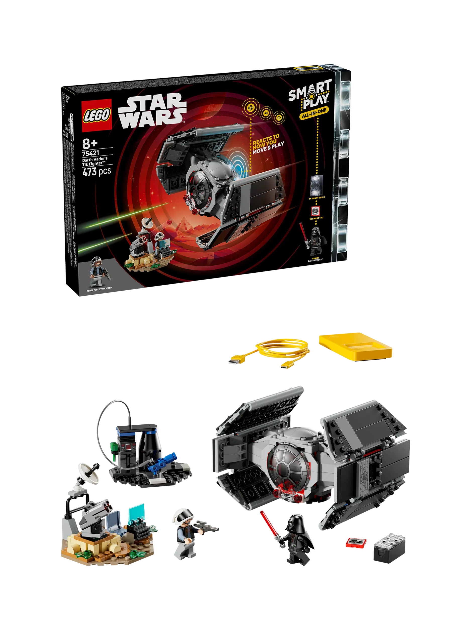 LEGO Star Wars construction set Darth Vader's TIE Fighter 473 pieces, imported from the UK
