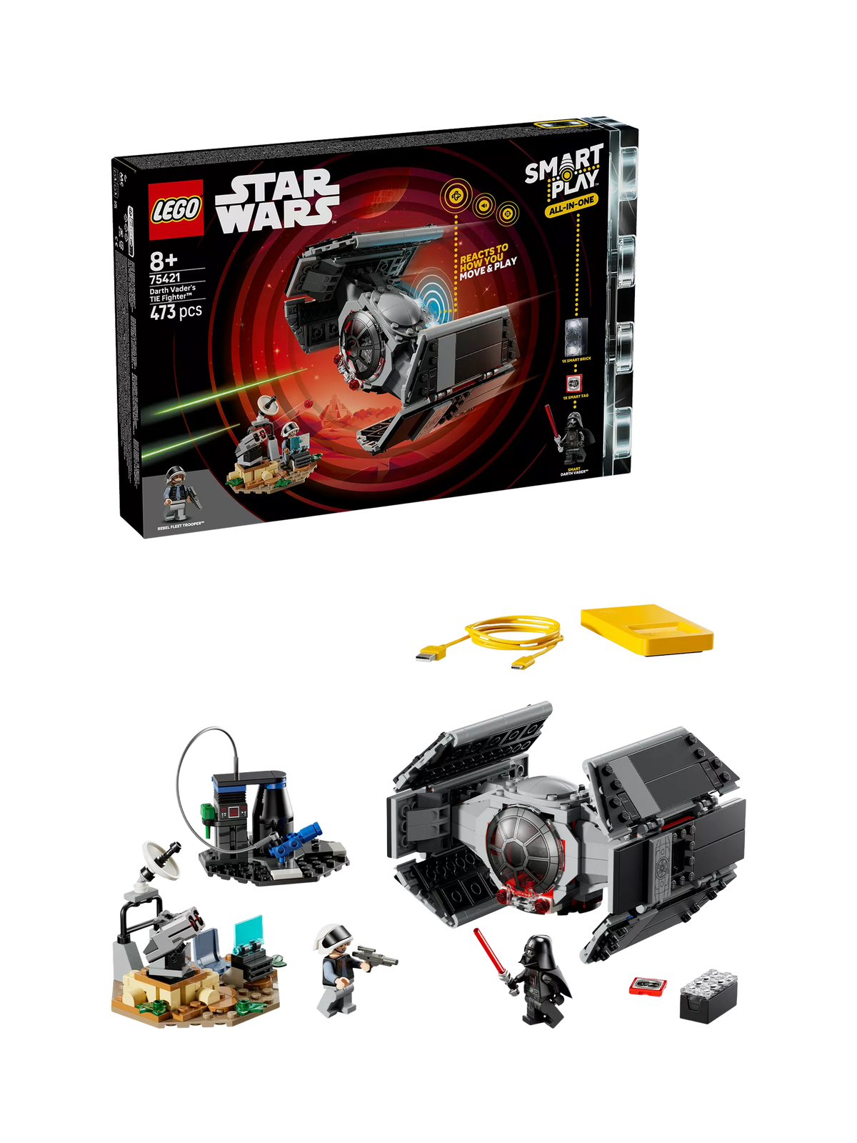 LEGO Star Wars construction set Darth Vader's TIE Fighter 473 pieces, imported from the UK