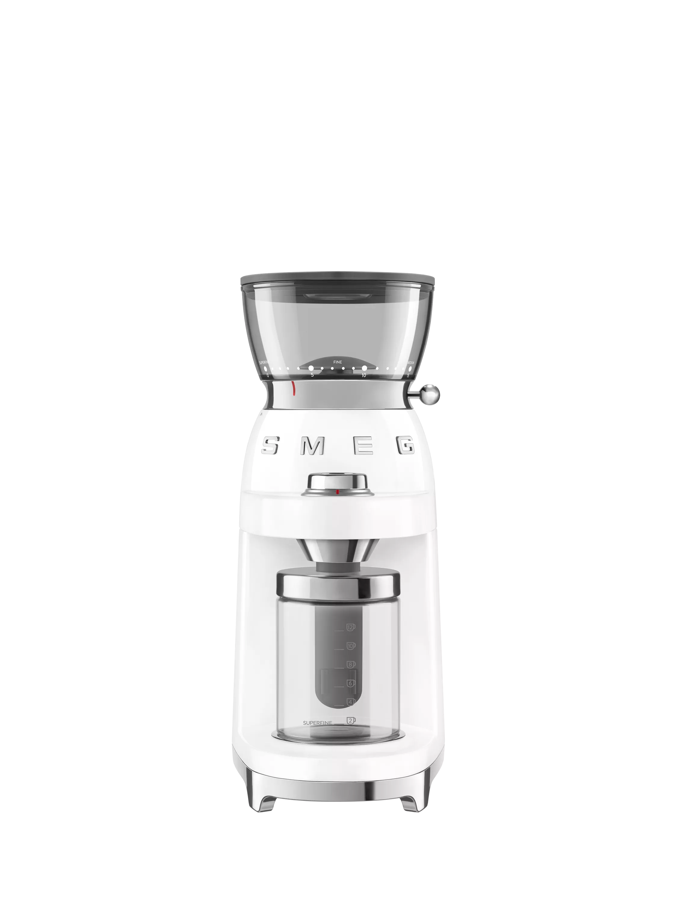 Smeg coffee grinder in white, imported from the UK