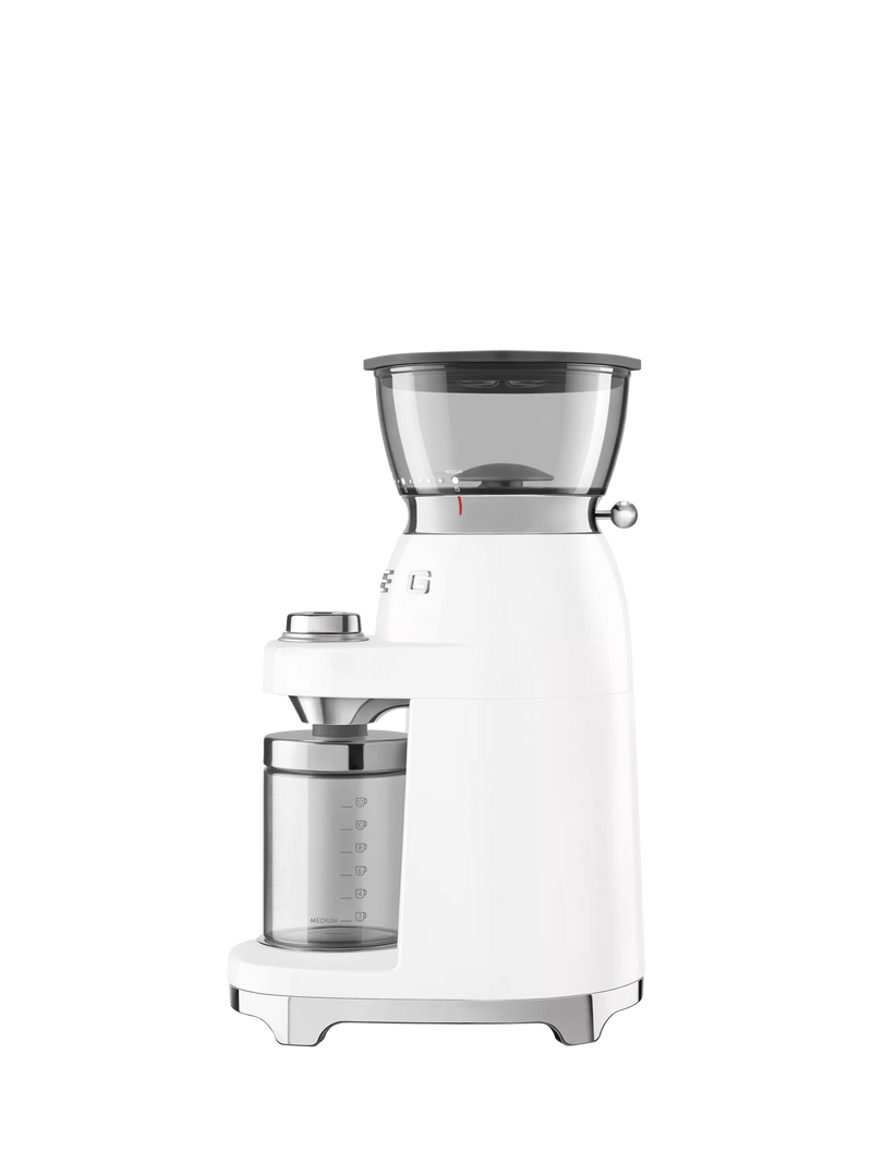 Smeg coffee grinder in white, imported from the UK