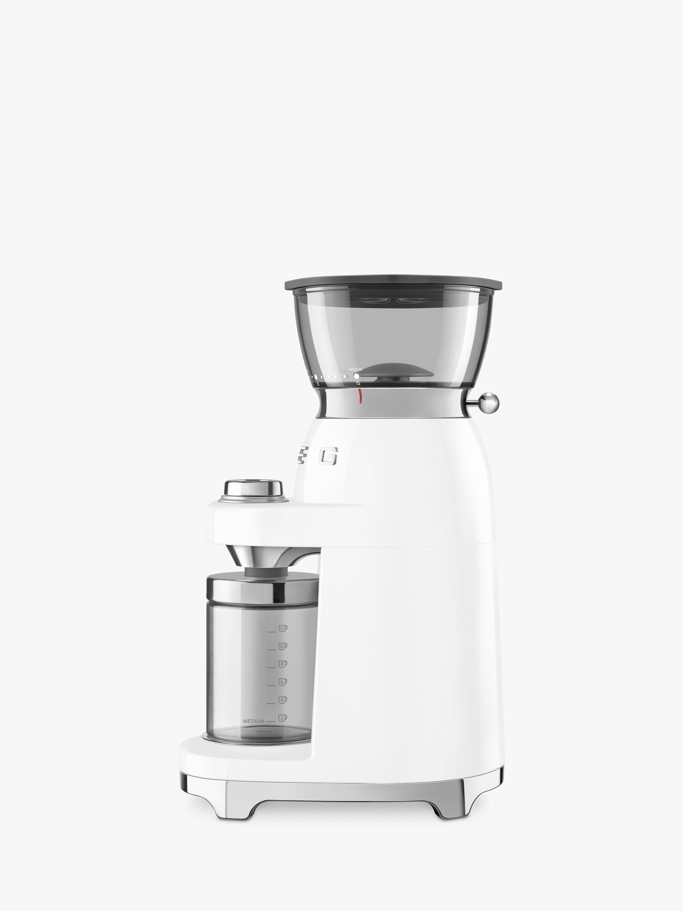 Smeg coffee grinder in white, imported from the UK
