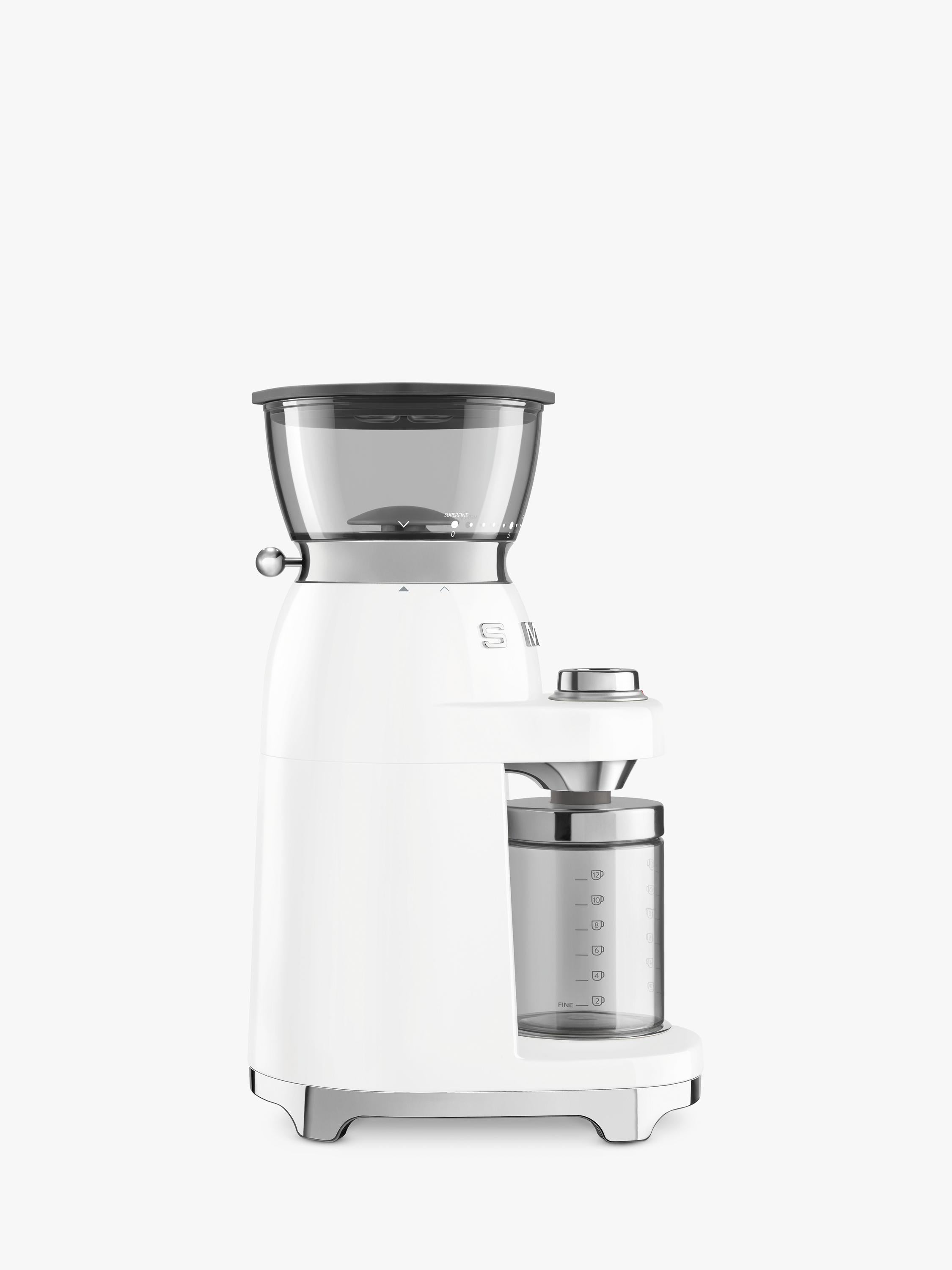 Smeg coffee grinder in white, imported from the UK