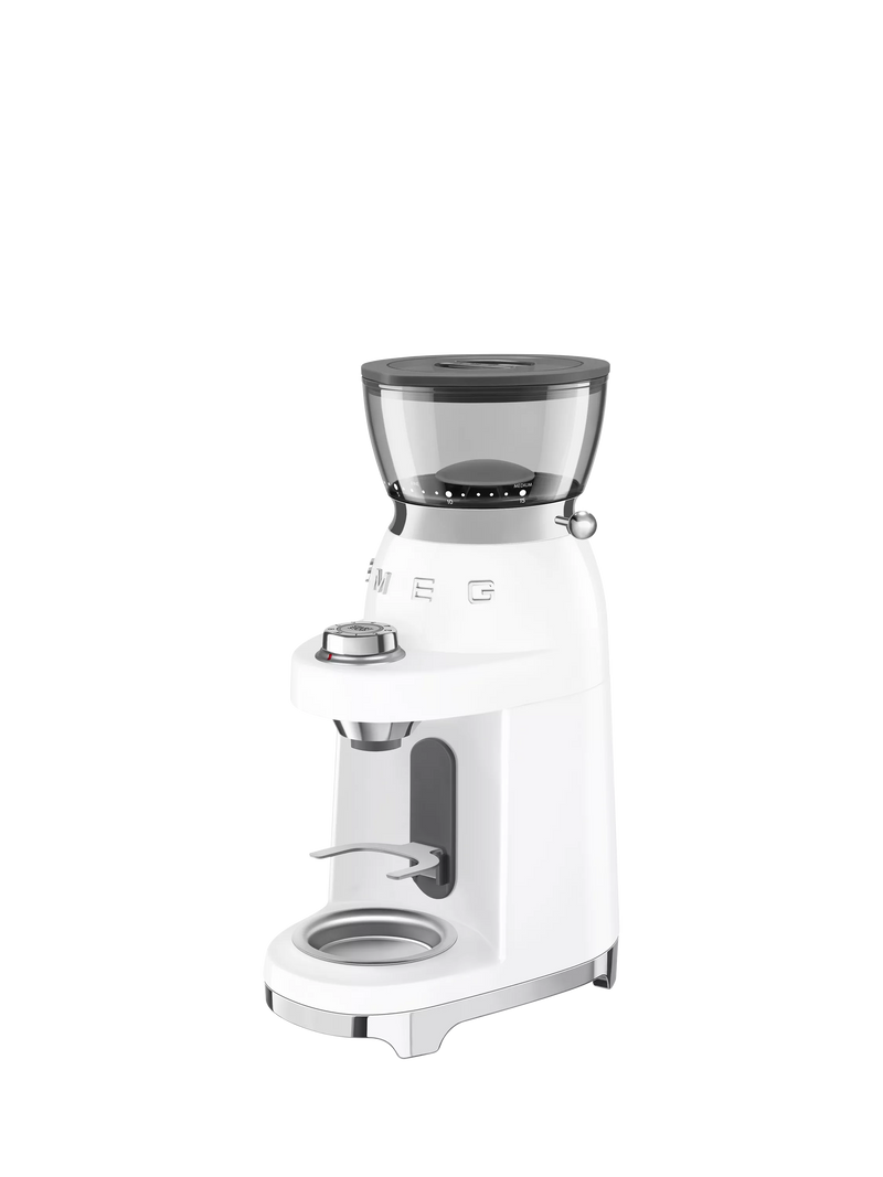 Smeg coffee grinder in white, imported from the UK