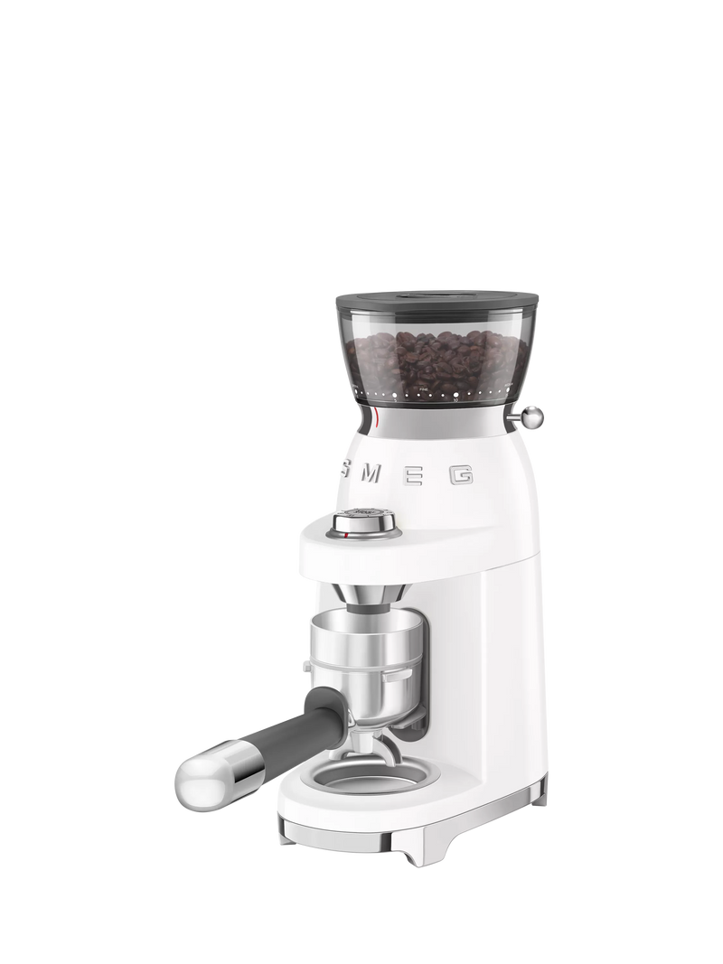 Smeg coffee grinder in white, imported from the UK
