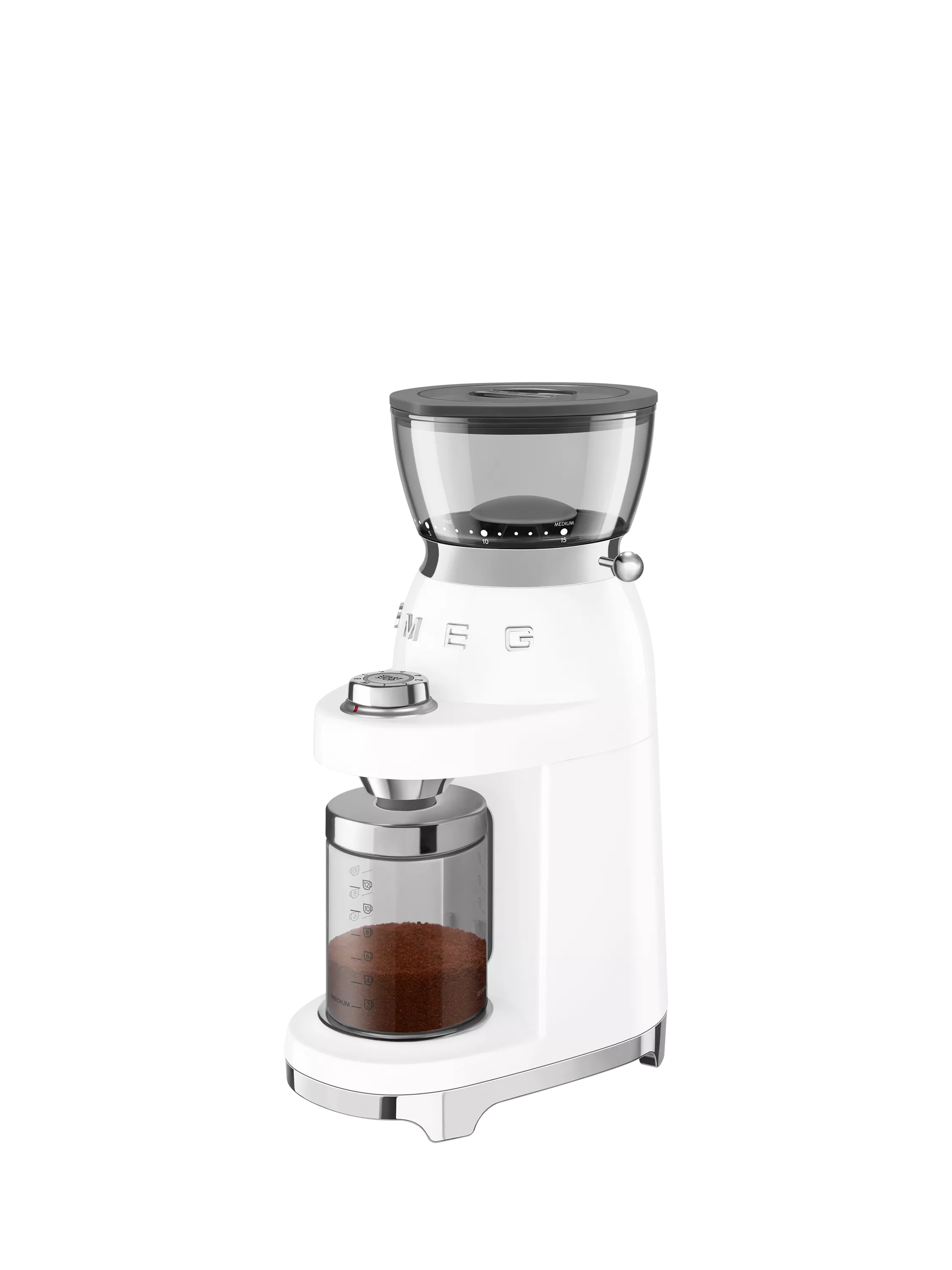 Smeg coffee grinder in white, imported from the UK