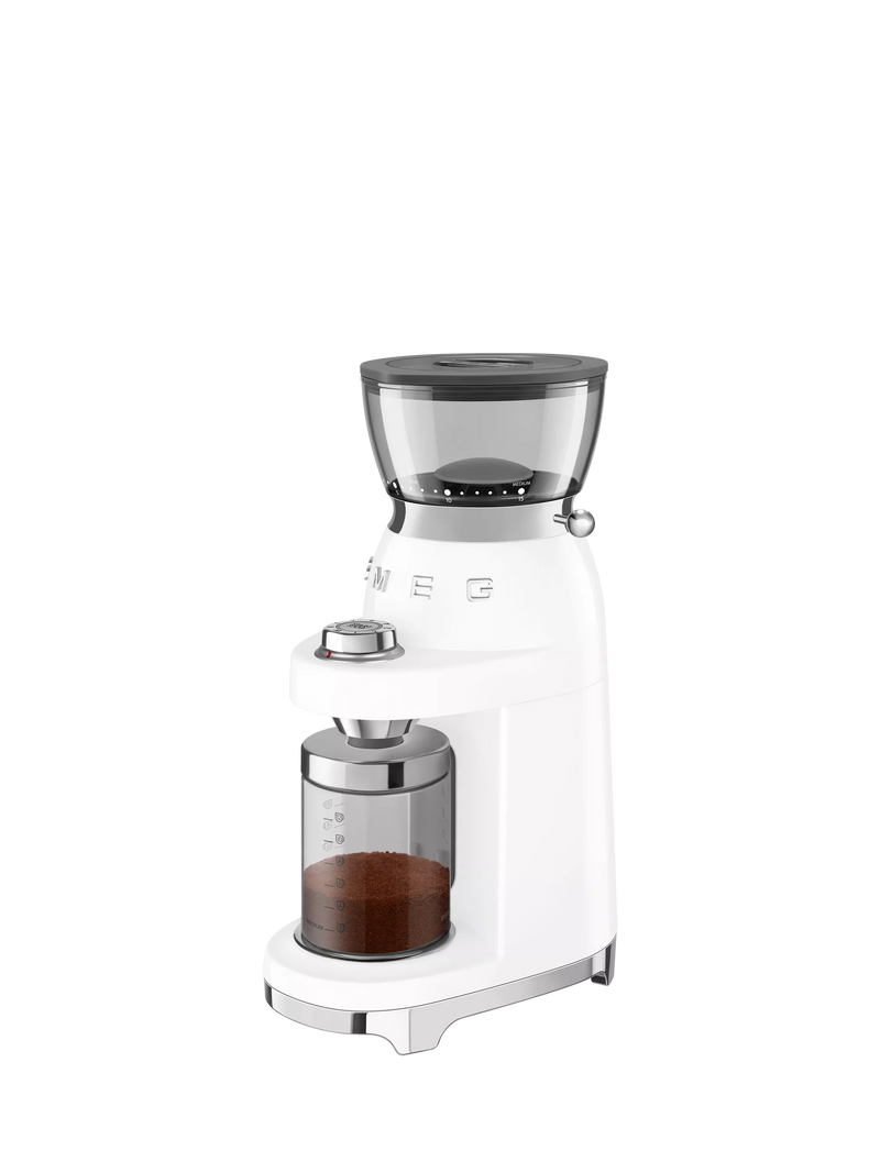 Smeg coffee grinder in white, imported from the UK