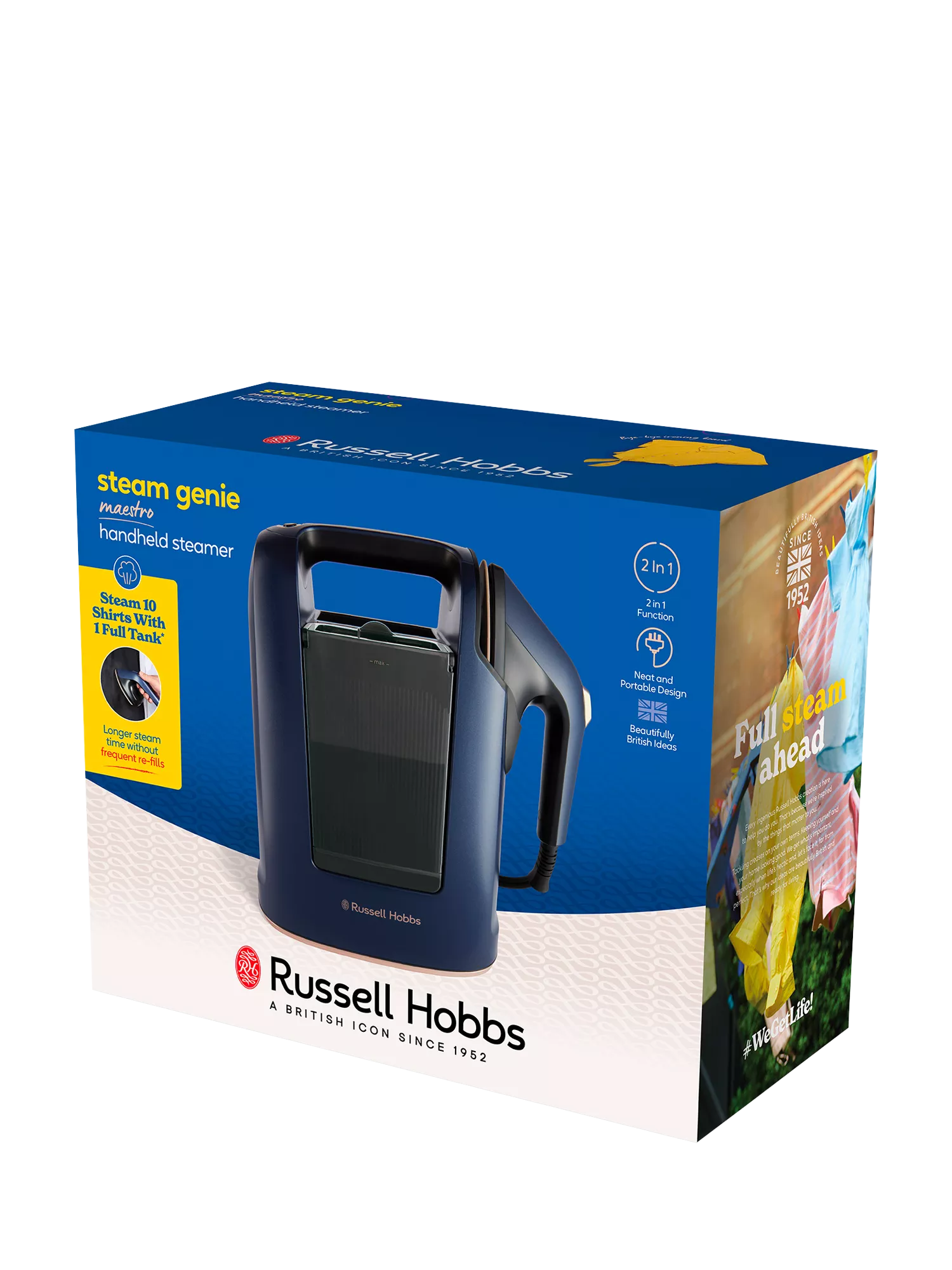 Russell Hobbs Steam Genie Maestro handheld steamer in Blue - British product