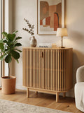 John Lewis Slatted II 2 door cabinet natural oak veneer (British brand)