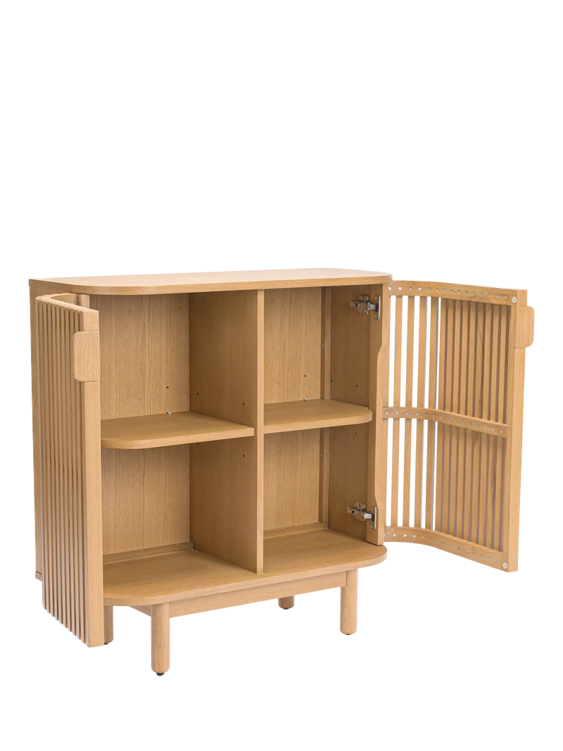 John Lewis Slatted II 2 door cabinet natural oak veneer (British brand)