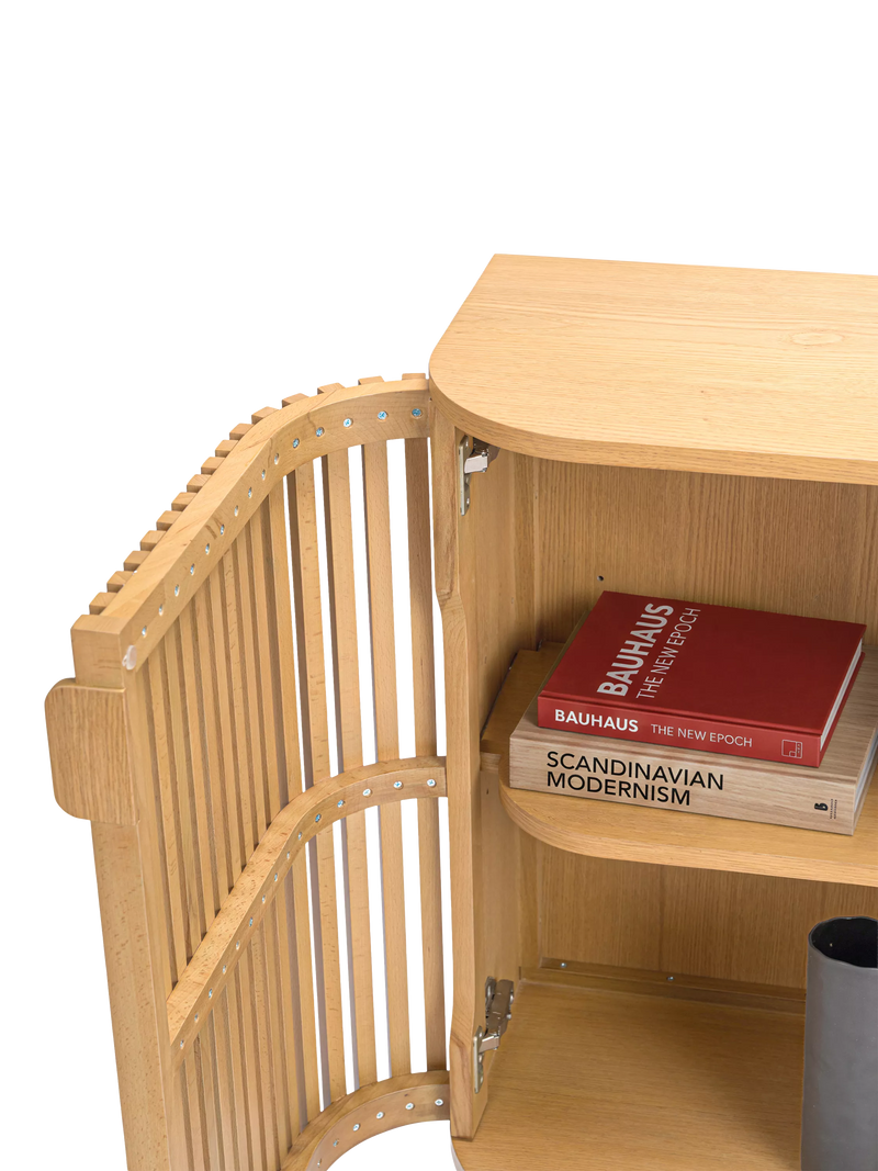 John Lewis Slatted II 2 door cabinet natural oak veneer (British brand)