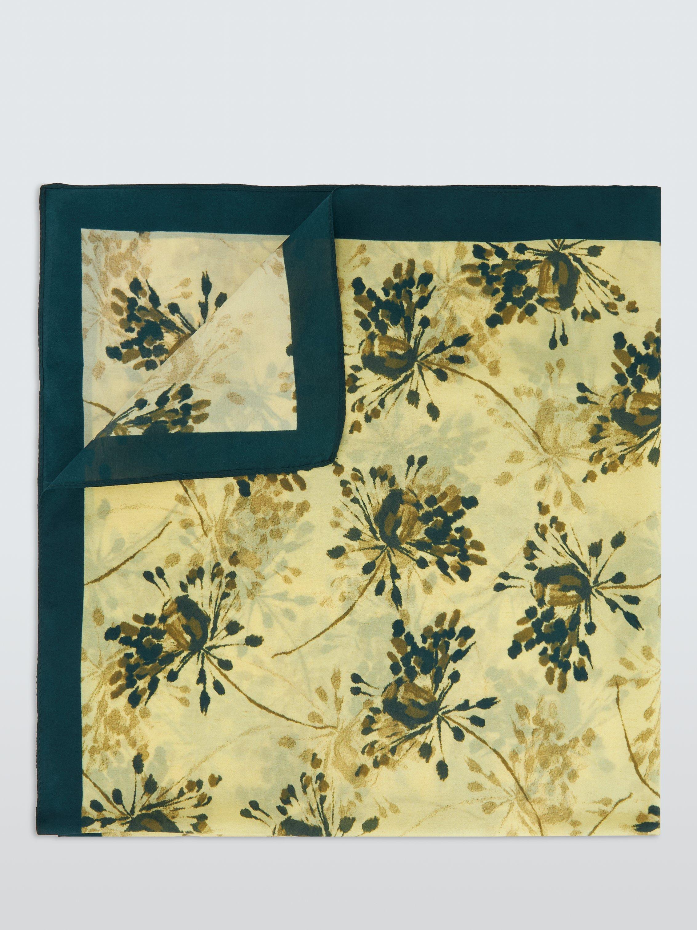 John Lewis floral pure silk square scarf cream multi, UK version
