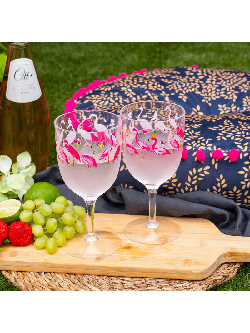 Sara Miller Flamingo plastic wine glass 400ml (British brand)