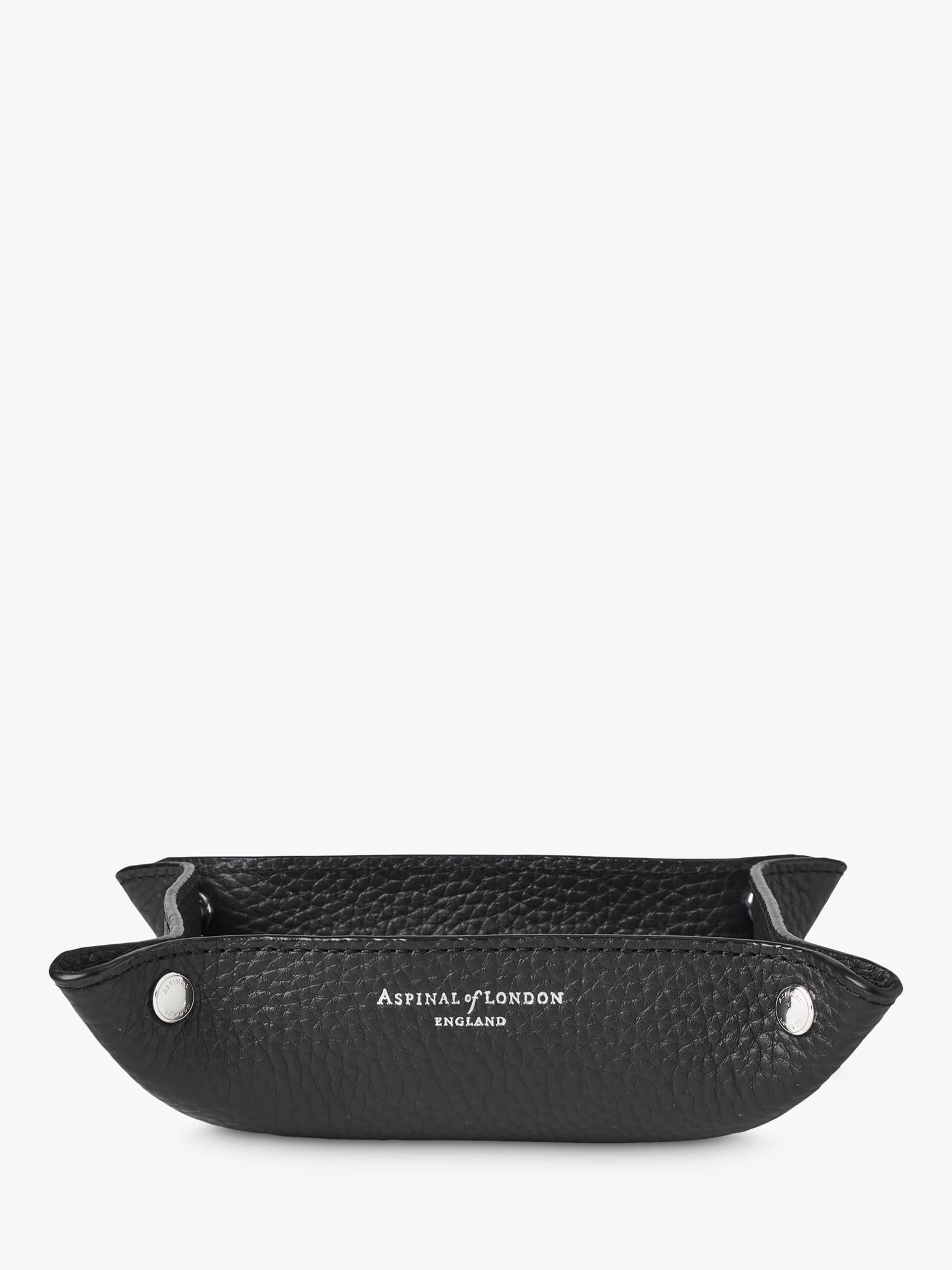 Aspinal of London leather tidy tray medium black, UK version