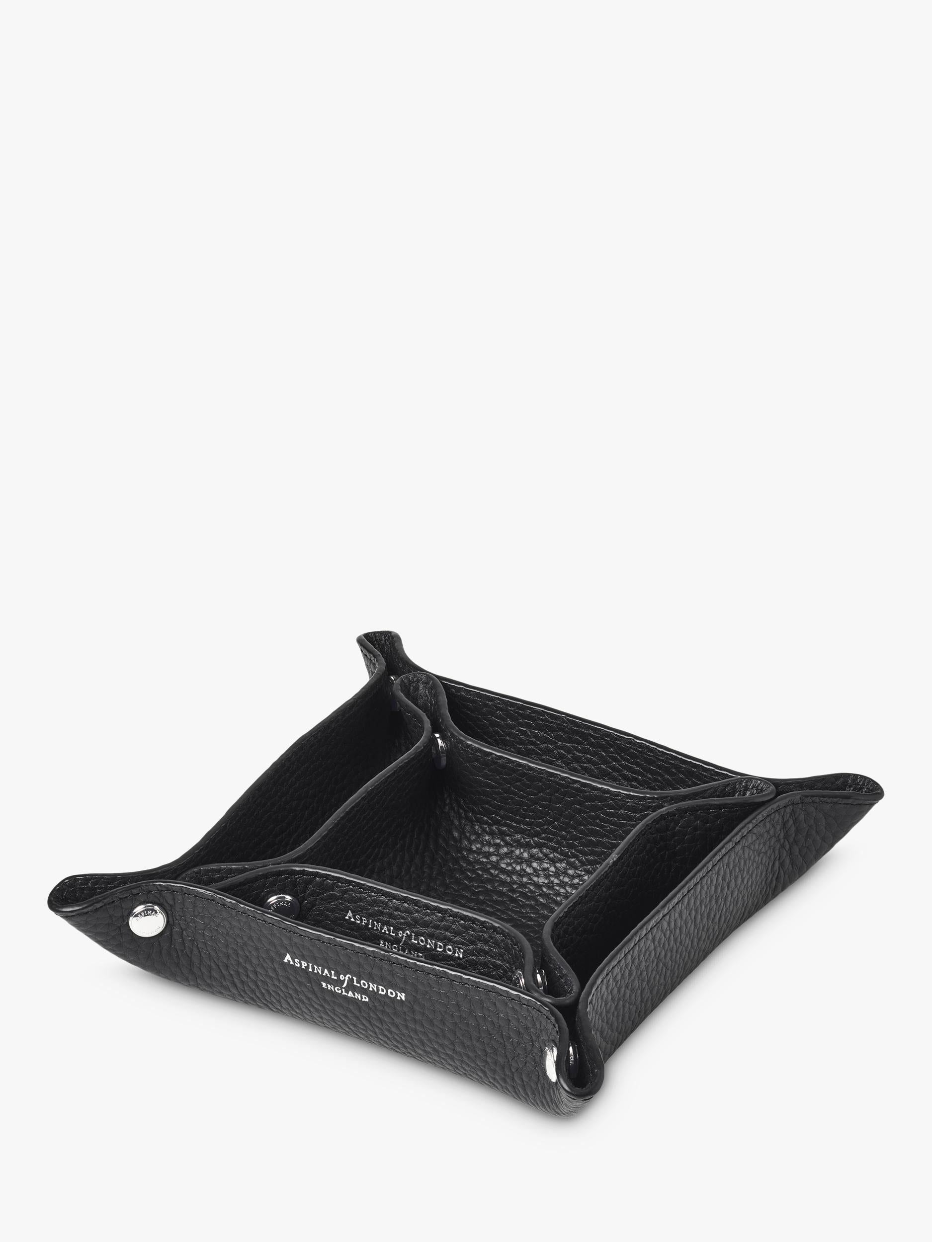 Aspinal of London leather tidy tray medium black, UK version