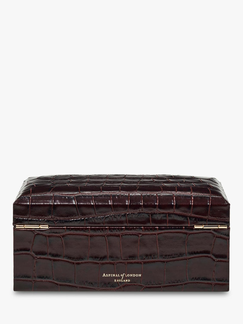 Aspinal of London three-piece leather watch box in Amazon Brown (British brand)