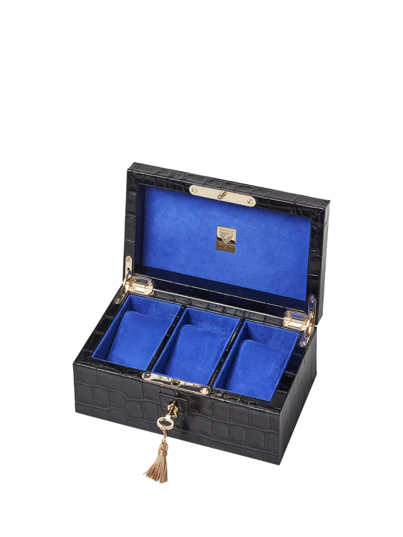 Aspinal of London three piece watch box black, imported from the UK